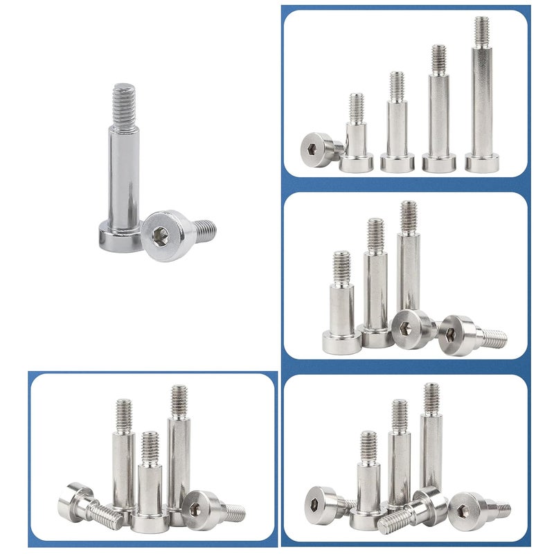 SCXCLY 15pcs Hex Socket Shoulder Bolt, 8mm x M6 x 20mm Hex Socket Shoulder Bolt, 304 Stainless Steel (Silvery) - Image 4